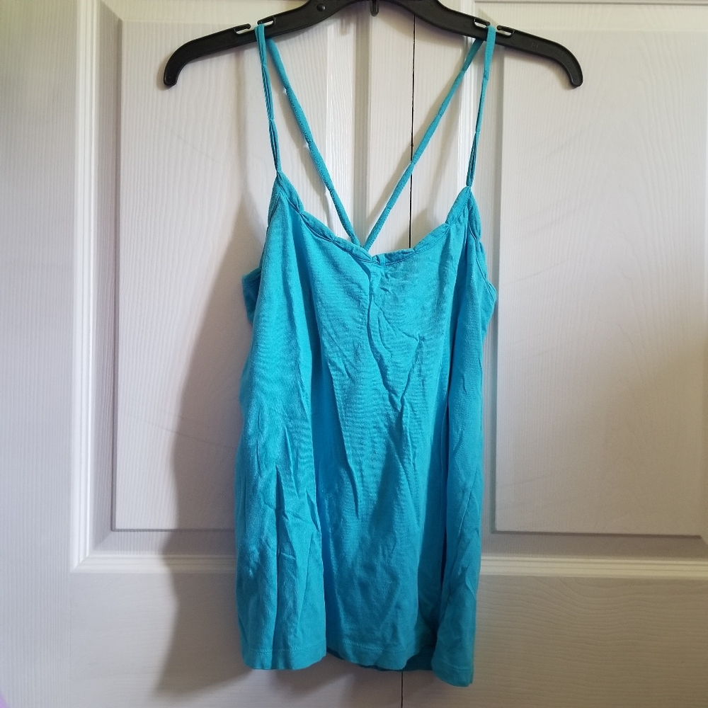 Women's Tank Top Medium Blue Racerback Shelf Bra Comfort